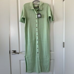 The Normal Brand Jolene Knit Polo Dress in Saguaro XS (NEW, TAG ON, UNWORN)